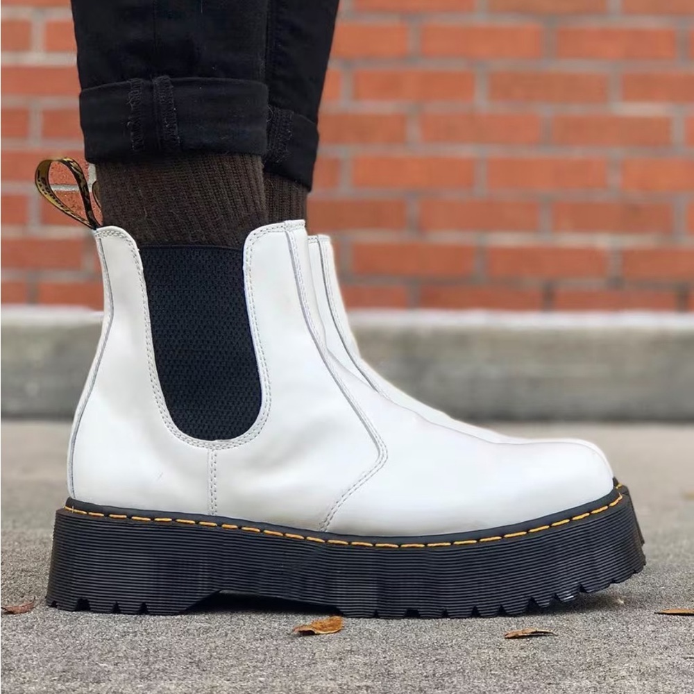Dr. Martens White Leather Chelsea Boots